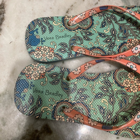 Vera Bradley Teal Paisley Print Flip Flops 6.5 - Picture 5 of 6